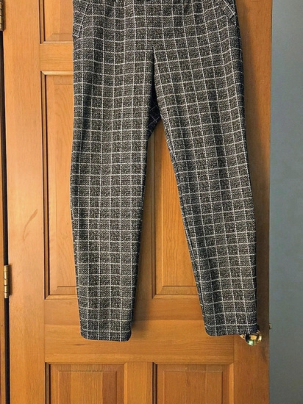 SOHO Checkered Skinny Pants in Black & White Windowpane Plaid Size XL